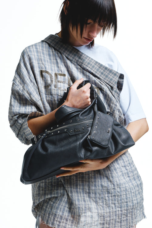 STUD DETAIL POINT POCKET BAG - 2 COLORS GREY
