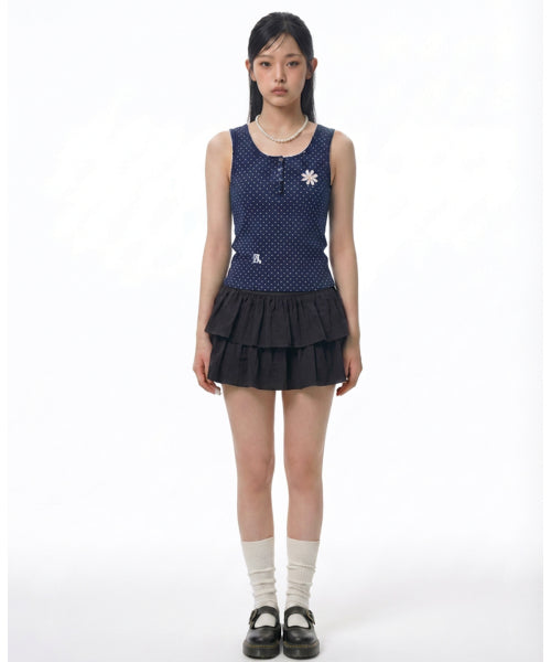 DOT SNAP BUTTON TOP - 3 COLORS NAVY