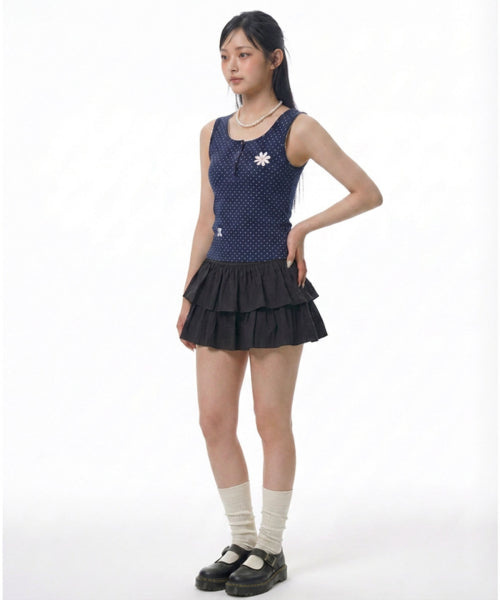 DOT SNAP BUTTON TOP - 3 COLORS NAVY