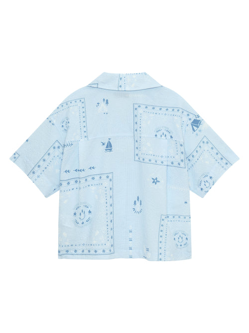 SEERSUCKER SHORT SLEEVE SHIRT - 3 COLORS LIGHT BLUE