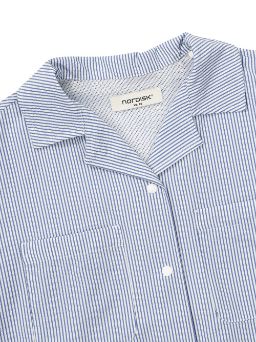 SEERSUCKER SHORT SLEEVE SHIRT - 3 COLORS SMOKEY BLUE