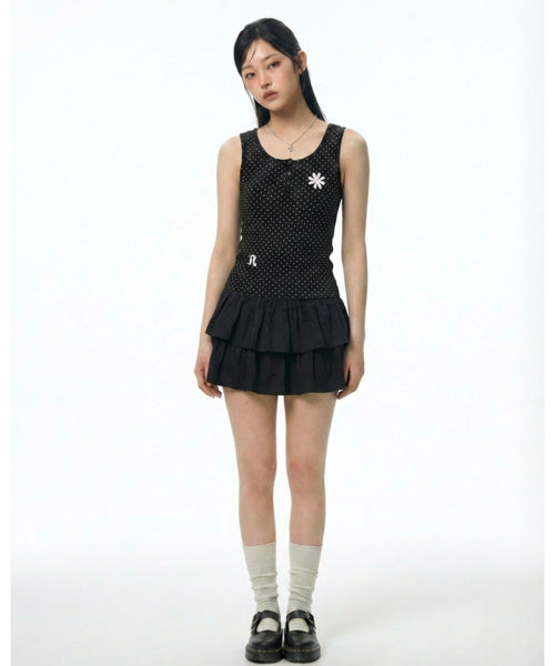 DOT SNAP BUTTON TOP - 3 COLORS BLACK