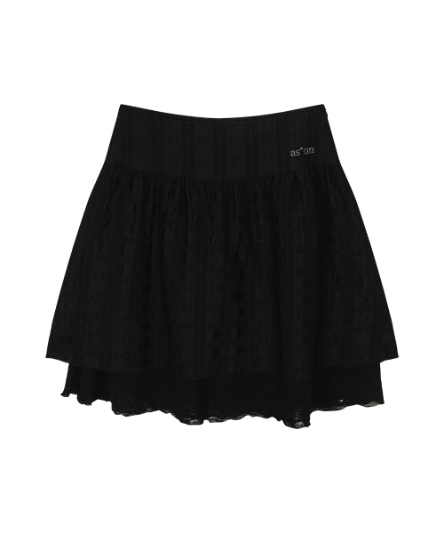 LACY CHECK SKIRT - 2 COLORS