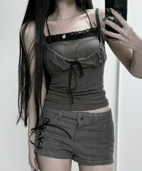 UUUUP DAISY SLEEVELESS TOP - 3 COLORS CHARCOAL