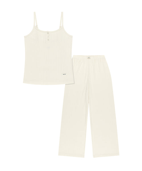 UNDERWEAR W POINTELLE CAMI LOUNGE SET - 2 COLORS CREAM