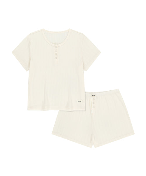 UNDERWEAR W POINTELLE LOUNGE SET HEATHER - 3 COLORS CREAM