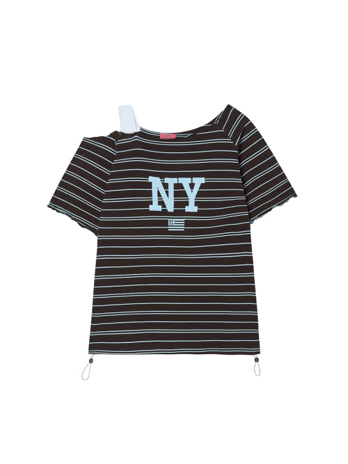 STRIPE OFF SHOULDER SS CHARCOAL - 2 COLORS