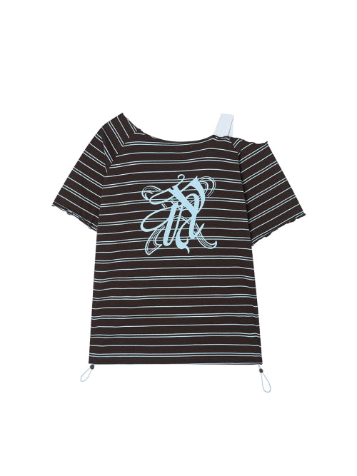 STRIPE OFF SHOULDER SS CHARCOAL - 2 COLORS