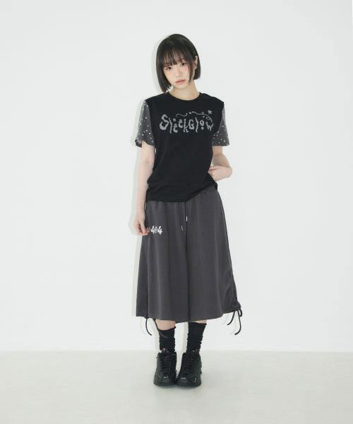 SIDE SHIRRING BERMUDA SWEAT PANTS - 2 COLORS CHARCOAL