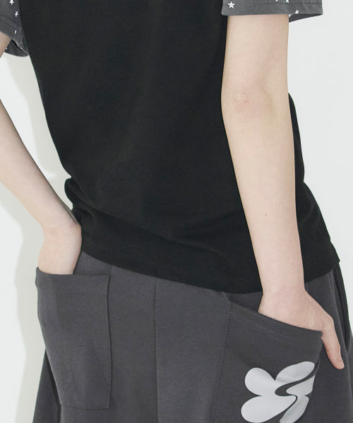 SIDE SHIRRING BERMUDA SWEAT PANTS - 2 COLORS CHARCOAL