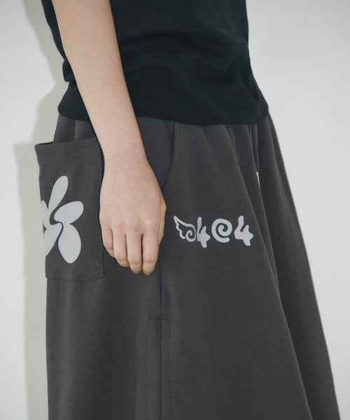 SIDE SHIRRING BERMUDA SWEAT PANTS - 2 COLORS CHARCOAL