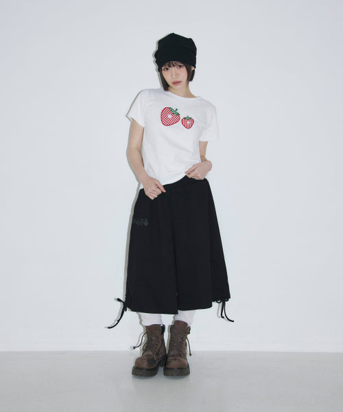 SIDE SHIRRING BERMUDA SWEAT PANTS - 2 COLORS BLACK