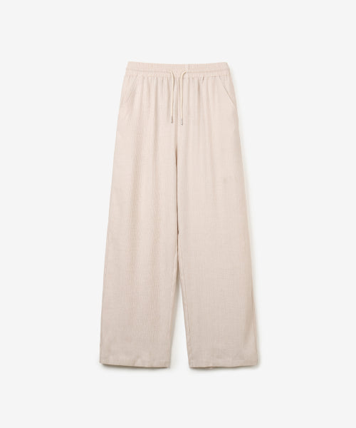 WRINKLE SEMI WIDE BANDED PANTS - 4 COLORS IVORY