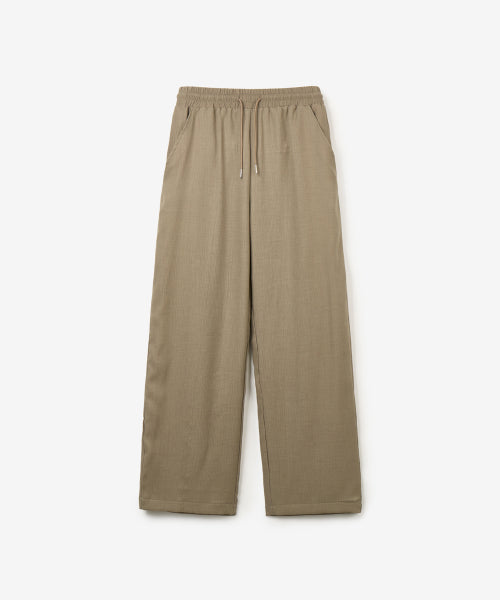 WRINKLE SEMI WIDE BANDED PANTS - 4 COLORS IVORY