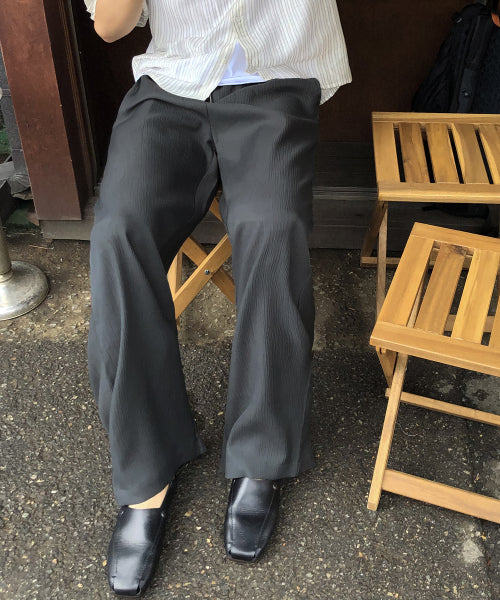 WRINKLE SEMI WIDE BANDED PANTS - 4 COLORS IVORY