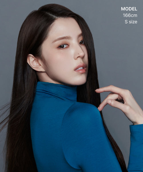 WOMENS TENCEL SLIM TURTLE NECK TEE #韓韶禧同款! - 16 COLORS BLUE