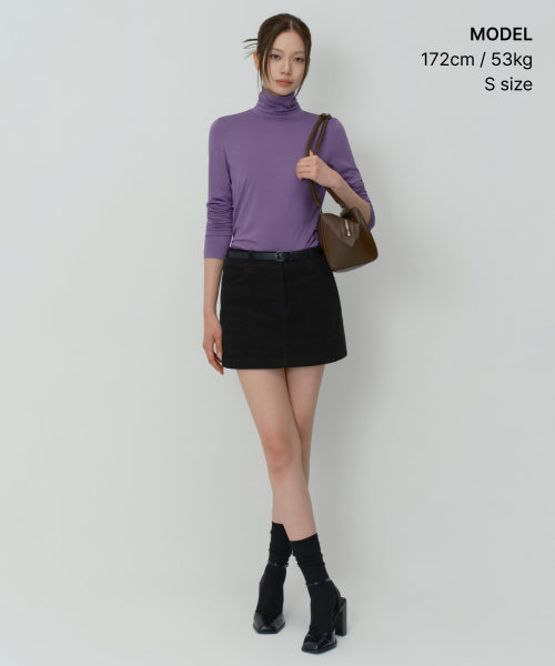 WOMENS TENCEL SLIM TURTLE NECK TEE #韓韶禧同款! - 16 COLORS LAVENDER