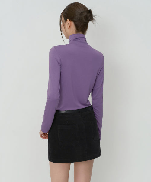 WOMENS TENCEL SLIM TURTLE NECK TEE #韓韶禧同款! - 16 COLORS LAVENDER