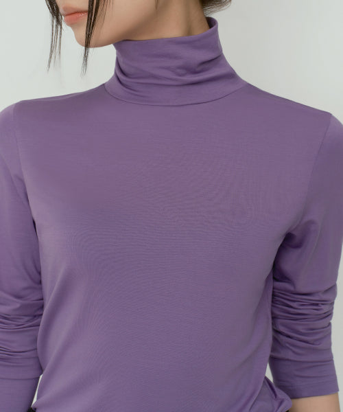 WOMENS TENCEL SLIM TURTLE NECK TEE #韓韶禧同款! - 16 COLORS LAVENDER