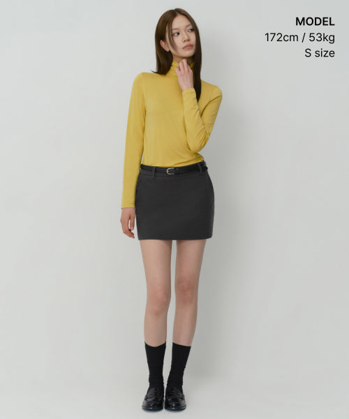 WOMENS TENCEL SLIM TURTLE NECK TEE #韓韶禧同款! - 16 COLORS MUSTARD