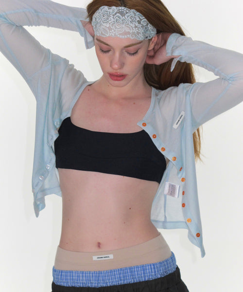 SHEER COLOR BUTTON CARDIGAN - 3 COLORS SKY BLUE