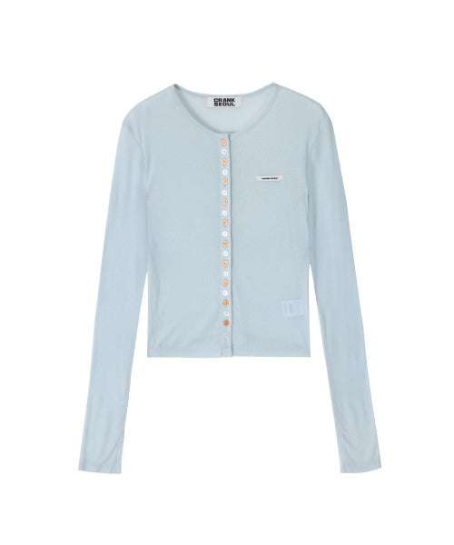 SHEER COLOR BUTTON CARDIGAN - 3 COLORS SKY BLUE