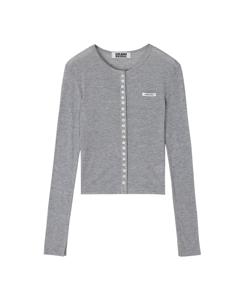 SHEER COLOR BUTTON CARDIGAN - 3 COLORS MELANGE GREY