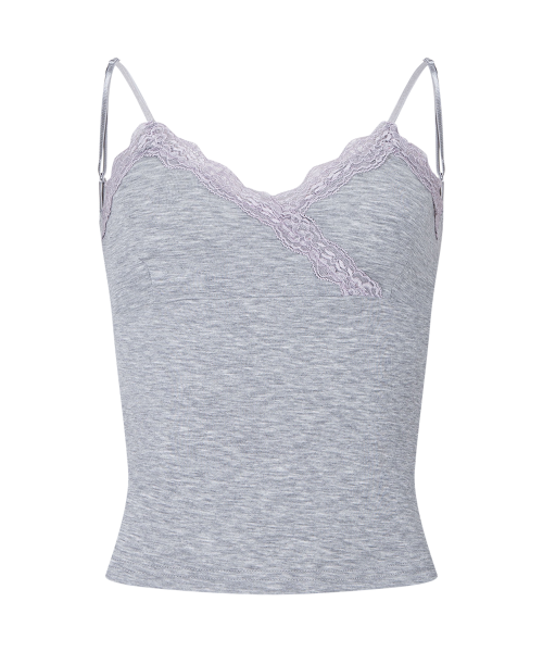 PLEASENOFOLLOW FLORA LACE SLEEVELESS TOP - 9 COLORS MELANGE GREY