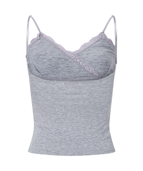PLEASENOFOLLOW FLORA LACE SLEEVELESS TOP - 9 COLORS MELANGE GREY