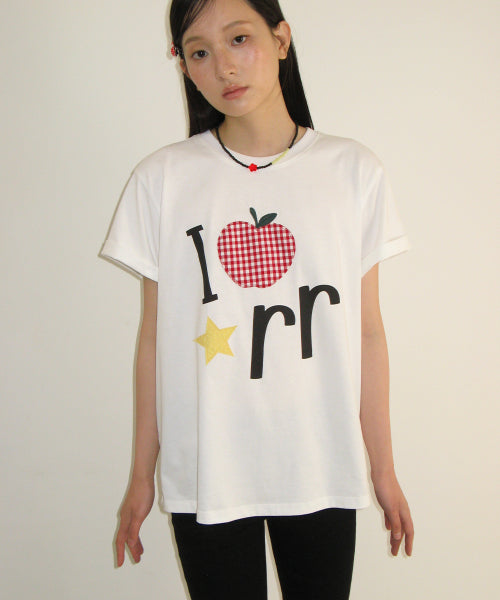 I RR APPLIQUE BASIC FIT T SHIRT - 2 COLORS WHITE