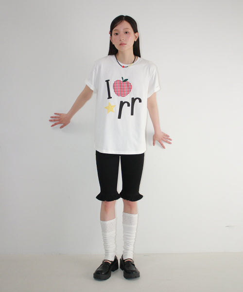 I RR APPLIQUE BASIC FIT T SHIRT - 2 COLORS WHITE