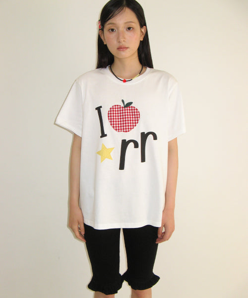 I RR APPLIQUE BASIC FIT T SHIRT - 2 COLORS WHITE