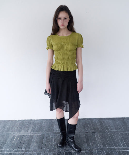 LACE UNBALANCE SKIRT - 2 COLORS BLACK