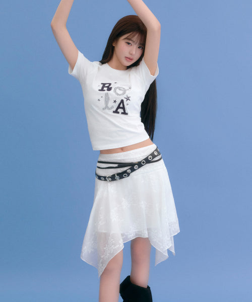 LACE UNBALANCE SKIRT - 2 COLORS WHITE