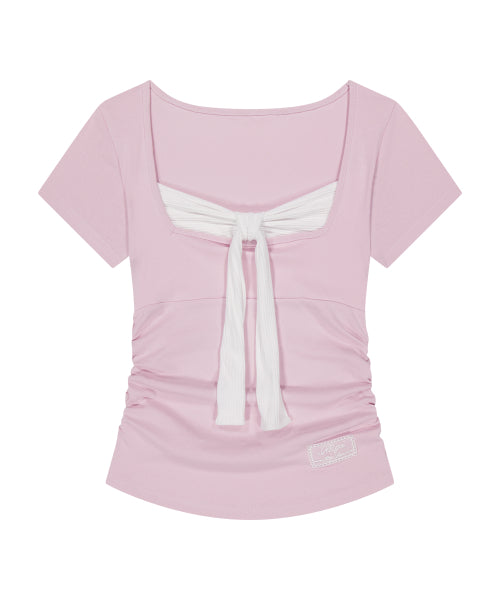 LAYERED RIBBON T-SHIRT - 4 COLORS PINK