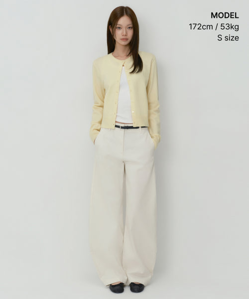 WOMEN'S ESSENTIAL ROUND NECK CARDIGAN - 9 COLORS CREAM