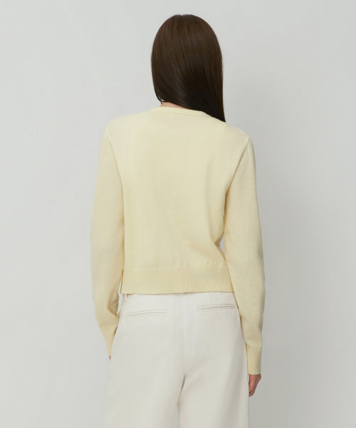 WOMEN'S ESSENTIAL ROUND NECK CARDIGAN - 9 COLORS CREAM