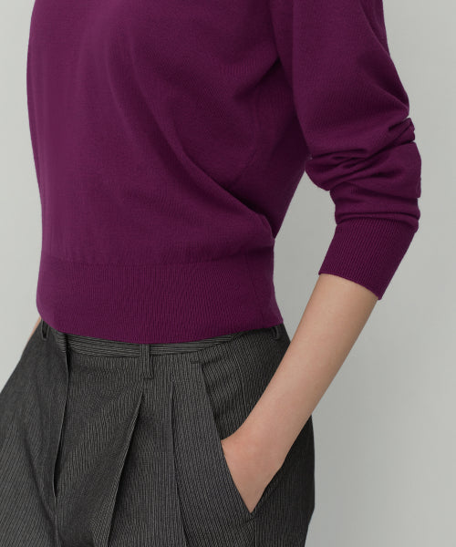WOMEN'S ESSENTIAL V-NECK KNIT - 9 COLORS PURPLE