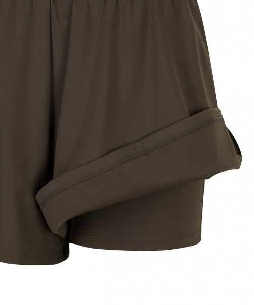 WOMEN 2IN1 A-LINE SETUP SHORTS #NINGNING同款！ - 2 COLORS BROWN