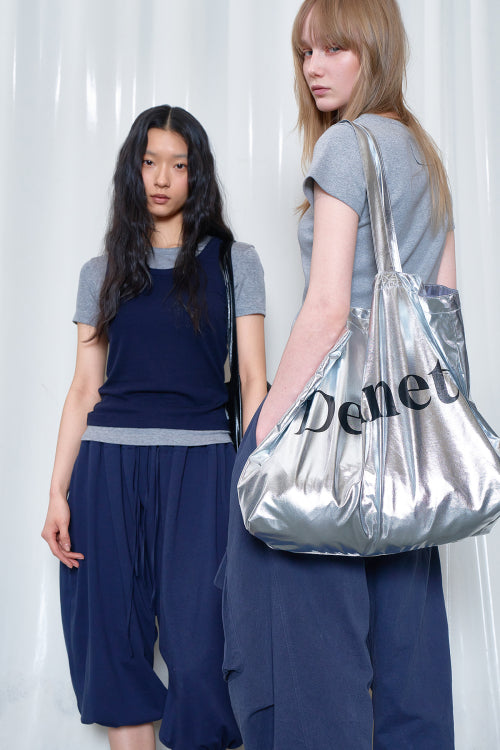ESSENTIAL LOGO SHOULDER BIG BAG - 2 COLORS SILVER