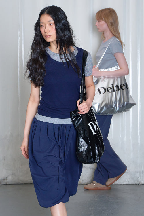 ESSENTIAL LOGO SHOULDER BIG BAG - 2 COLORS SILVER