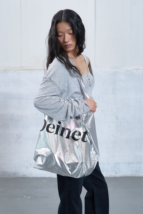 ESSENTIAL LOGO SHOULDER BIG BAG - 2 COLORS SILVER