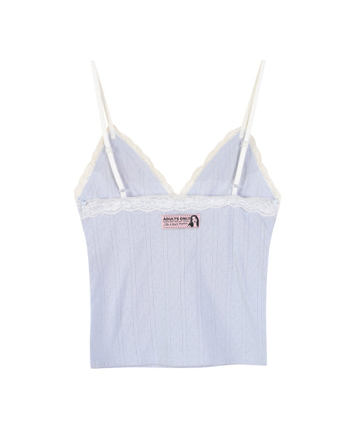LACE TRIM SLEEVELESS CAMI TOP SKY BLUE