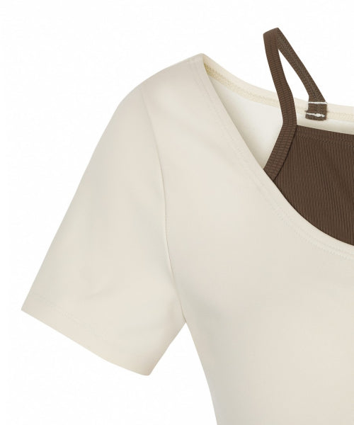 WOMEN SHORT SLEEVE CROP RASHGUARD #NINGNING同款！ - 3 COLORS IVORY