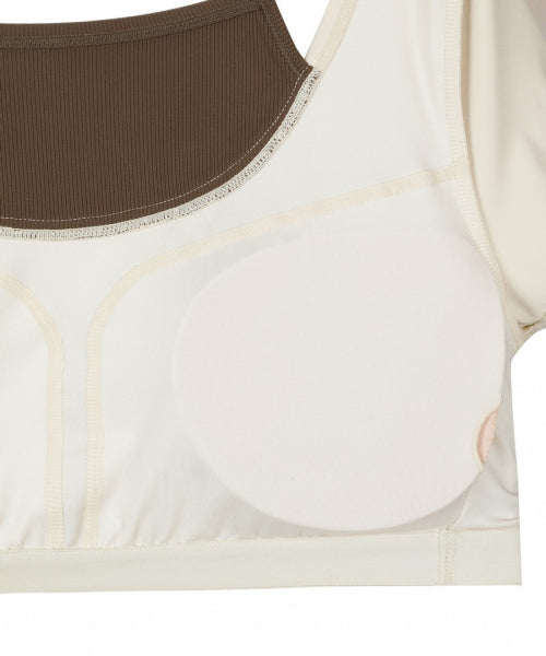 WOMEN SHORT SLEEVE CROP RASHGUARD #NINGNING同款！ - 3 COLORS IVORY
