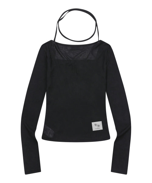 STRAP LONG SLEEVE TEE - 3 COLORS BLACK