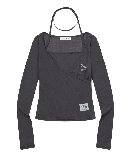 STRAP LONG SLEEVE TEE - 3 COLORS BLACK