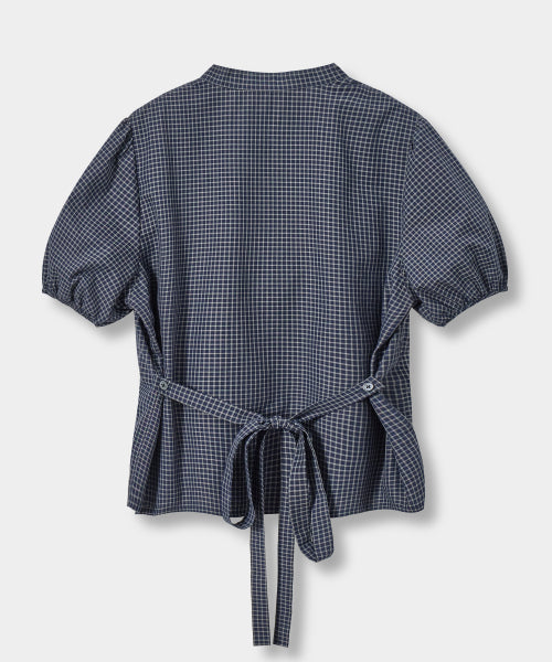 SOFT TIE BUTTON BLOUSE - 5 COLORS NAVY