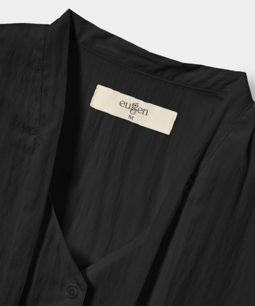 SOFT TIE BUTTON BLOUSE - 5 COLORS BLACK