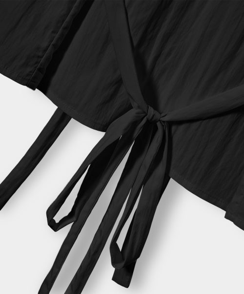 SOFT TIE BUTTON BLOUSE - 5 COLORS BLACK